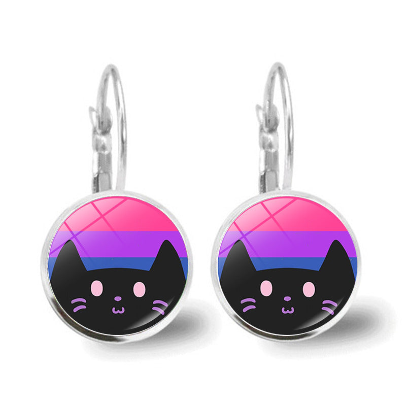 Wholesale Rainbow Cat Alloy Earrings